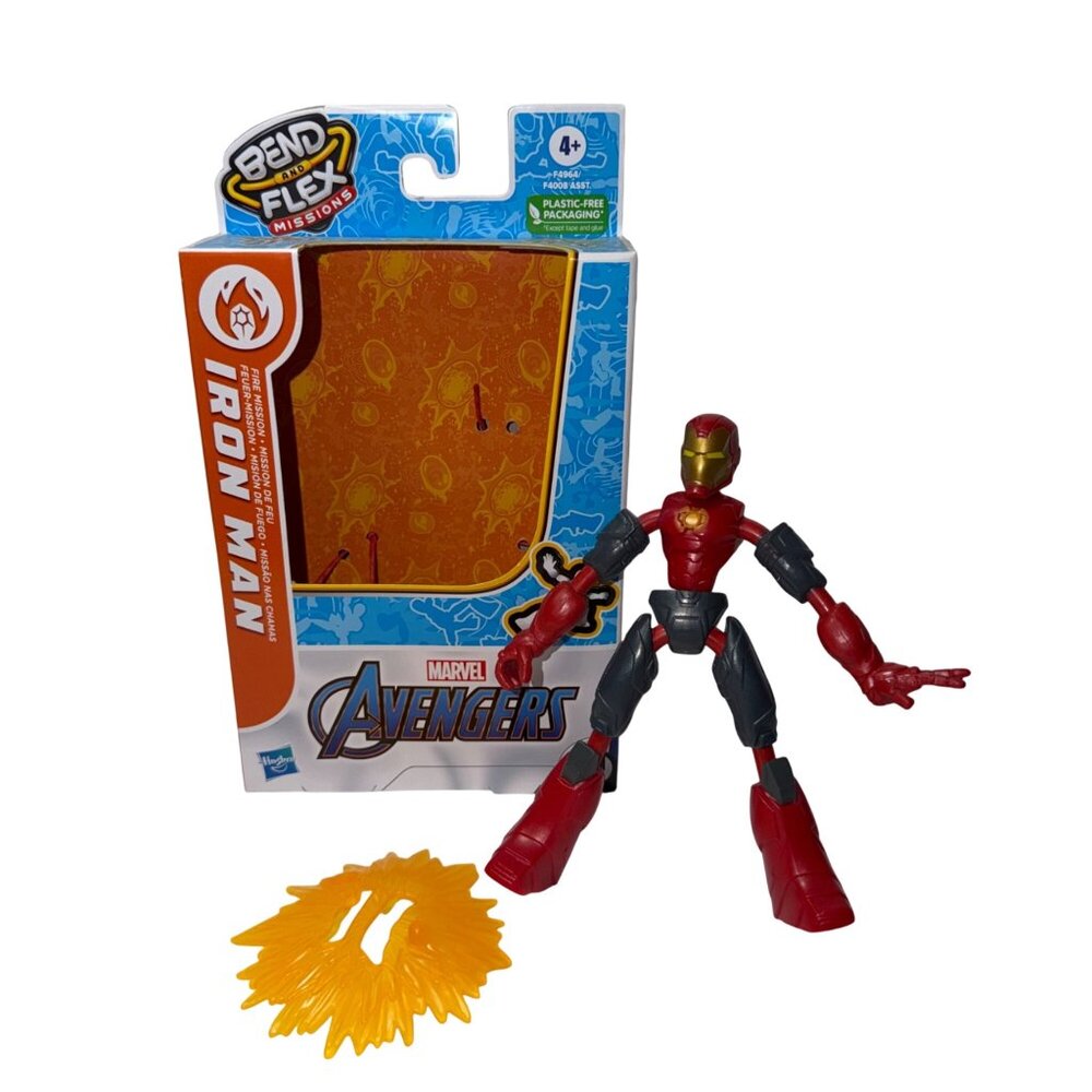 Marvel Avengers Iron Man Bend & Flex Missions Action Figure Hasbro Fire Blast Ac